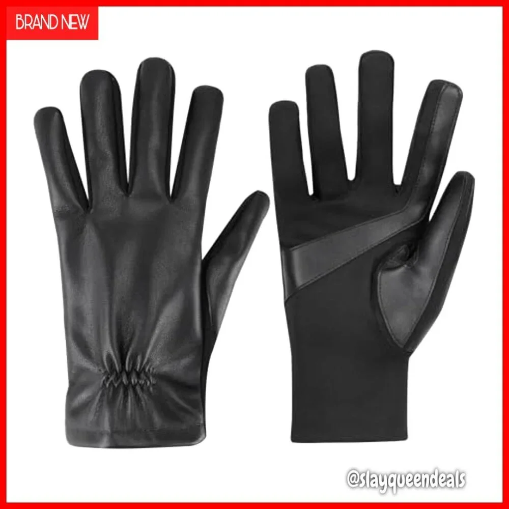 Women's Touchscreen Gloves with Genuine Leather and Fleece Lining